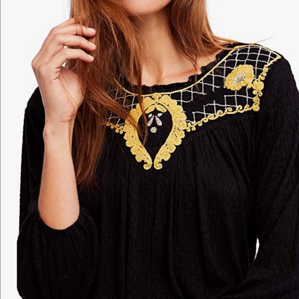 Free People Begonia Embroidered Top